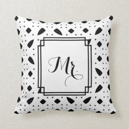 B&W Patterned "Mr" Wedding Sierkussen