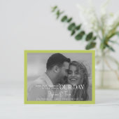 B/W Photo Lime Green Markeer uw kalender Onze Dag Briefkaart (Staand voorkant)