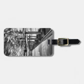 B&W pier bij zonsopgang, Californië Bagagelabel (Voorkant horizontaal)