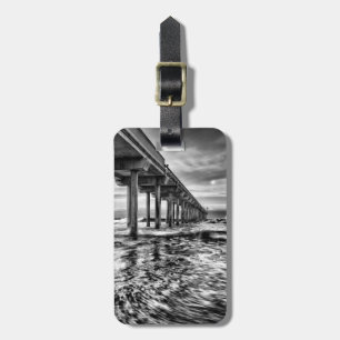 B&W-pier bij zonsopgang, Californië Bagagelabel