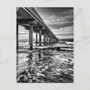 B&W pier bij zonsopgang, Californië Briefkaart