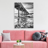 B&W pier bij zonsopgang, Californië Canvas Afdruk (Insitu (Woonkamer))