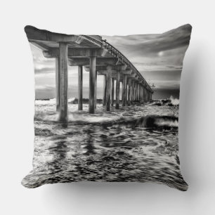 B&W-pier bij zonsopgang, Californië Kussen