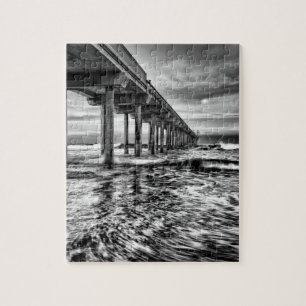B&W pier bij zonsopgang, Californië Legpuzzel