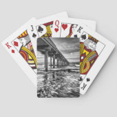 B&W pier bij zonsopgang, Californië Pokerkaarten (Achterkant)