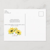 B/W Polka Dotted Sunflower Baby shower per post Uitnodiging Briefkaart (Achterkant)