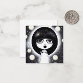 B&W Pop Surrealisme Little Doll Notitiekaartje (Voorkant / Achterkant in situ)