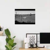 B&W Portland Waterfront Poster (Thuiskantoor)