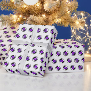 B&W Purple Hearts Beating Cadeaupapier