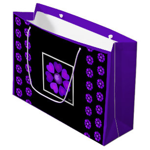 B&W Purple Hearts Beating Groot Cadeauzakje
