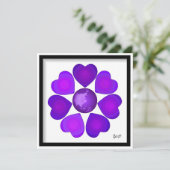 B&W Purple Hearts Beating Kaart (Staand voorkant)
