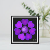 B&W Purple Hearts Beating Kaart (Staand voorkant)