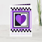 B&W Purple Hearts Beating Verjaardagskaart Kaart (Voorkant)