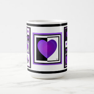 B&W Purple Hearts Kloppen Koffiemok