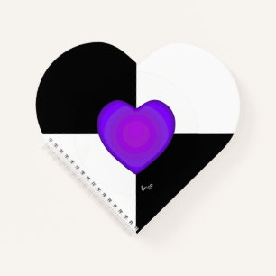 B&W Purple Hearts Kloppen Notitieboek