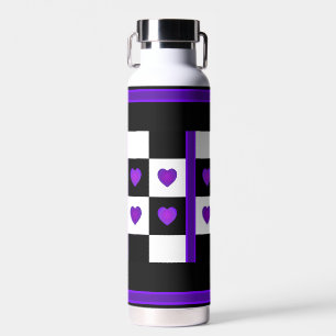 B&W Purple Hearts Slaan Waterfles