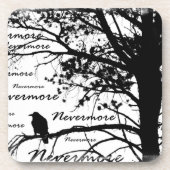 B&W Raven Tree Silhouette - E.A. Poe Drankjes Onderzetter (Voorkant)
