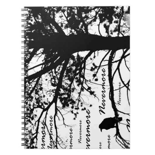 B&W Raven Tree Silhouette - E.A. Poe Notitieboek (Voorkant)