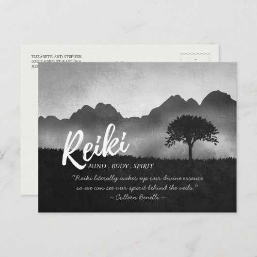 B&W Reiki Master Yoga Mediation instructeur Citate Briefkaart (Voorkant / Achterkant)
