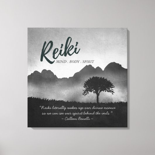 B&W Reiki Master Yoga Mediation instructeur Citate Canvas Afdruk (Voorkant)