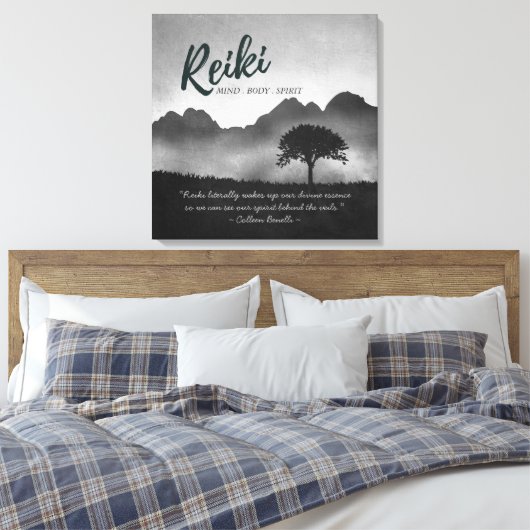 B&W Reiki Master Yoga Mediation instructeur Citate Canvas Afdruk (Insitu (Slaapkamer))