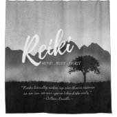 B&W Reiki Master Yoga Mediation instructeur Citate Douchegordijn (Voorkant)