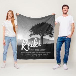 B&W Reiki Master Yoga Mediation instructeur Citate Fleece Deken