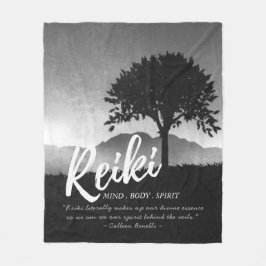 B&W Reiki Master Yoga Mediation instructeur Citate Fleece Deken