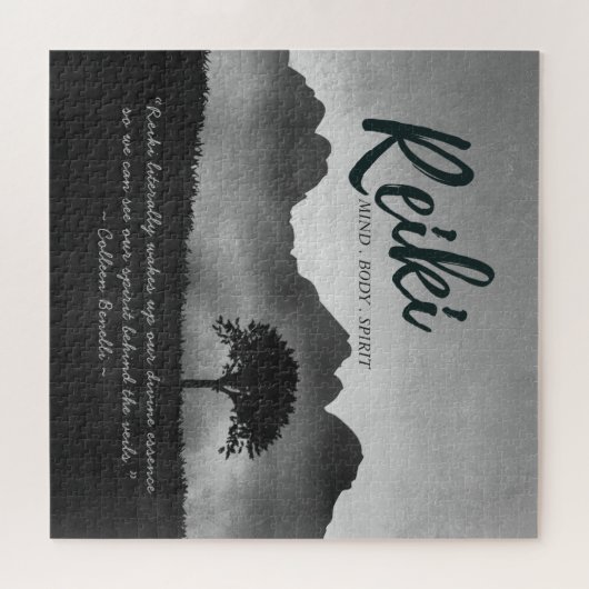 B&W Reiki Master Yoga Mediation instructeur Citate Legpuzzel (Horizontaal)