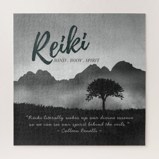 B&W Reiki Master Yoga Mediation instructeur Citate Legpuzzel (Verticaal)