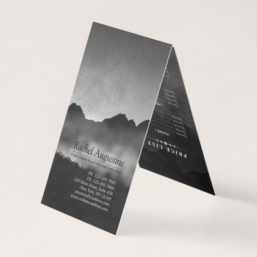 B&W Reiki Yoga-instructeur Prijslijst Aanwijzing Visitekaartje (Achterkant)