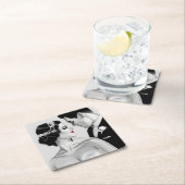 B&W Retro Art Deco  Bride & Groom Kartonnen Onderzetters (Insitu)