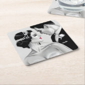B&W Retro Art Deco  Bride & Groom Kartonnen Onderzetters (Schuin)