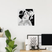 B&W Retro Art Deco  Bride & Groom Poster (Thuiskantoor)