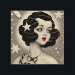 B&W Retro Art Deco Space Girl Hout Afdruk<br><div class="desc">B&W Retro Art Deco Space Girl</div>