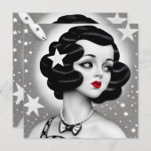 B&W Retro Art Deco Space Girl Kaart (Voorkant / Achterkant)
