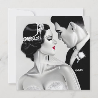 B&W Retro Art Deco Vintage Bruid & Bruidegom