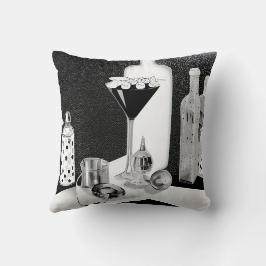 B&W Retro Bar & Martini Kussen (Achterkant)