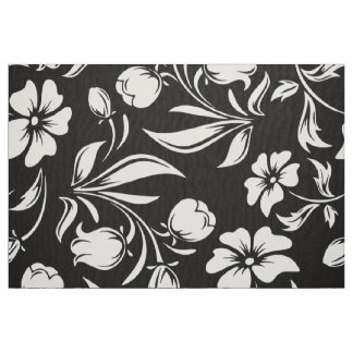 B&W Retro Bloemenpatroon Stof