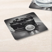 B&W Retro  camera Kartonnen Onderzetters (Schuin)