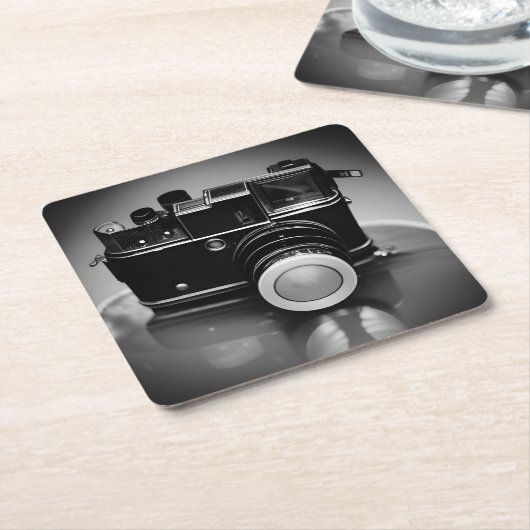 B&W Retro  camera Kartonnen Onderzetters (Schuin)