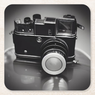 B&W Retro  camera Kartonnen Onderzetters