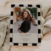 B&W Retro Checkered Arch Graduation Party Kaart