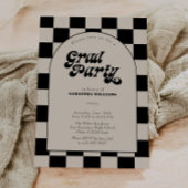 B&W Retro Checkered Arch Graduation Party Kaart