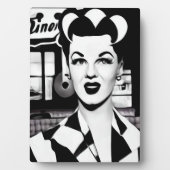 B&W Retro Diner Waitress Fotoplaat (voorkant)