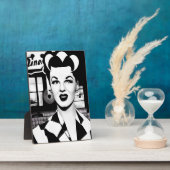 B&W Retro Diner Waitress Fotoplaat (Zijkant)