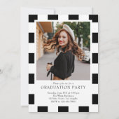 B&W Retro geruit Arch Classic Photo Afstuderen Kaart (Achterkant)