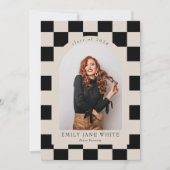 B&W Retro geruit Arch Classic Photo Afstuderen Kaart (Voorkant)