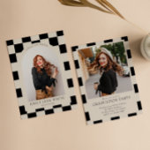 B&W Retro geruit Arch Classic Photo Afstuderen Kaart