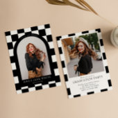 B&W Retro geruit Arch Classic Photo Afstuderen Kaart